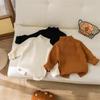 Girls' Korean Style Solid Color Knit Sweater - Simple Round Neck Autumn/Winter Children's Clothing