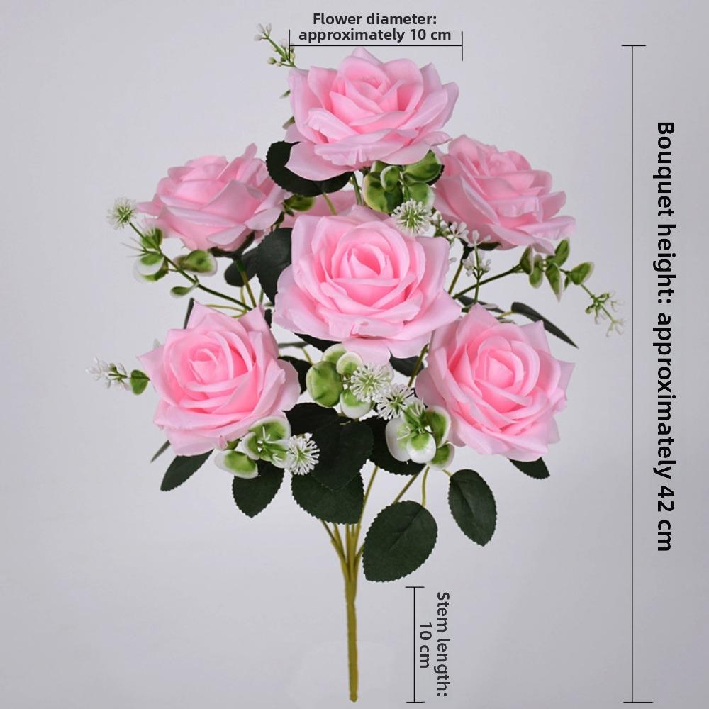 8 Colors Valentine's Day Flowers 7 Heads Natural Simulated Rose  Home Decorative