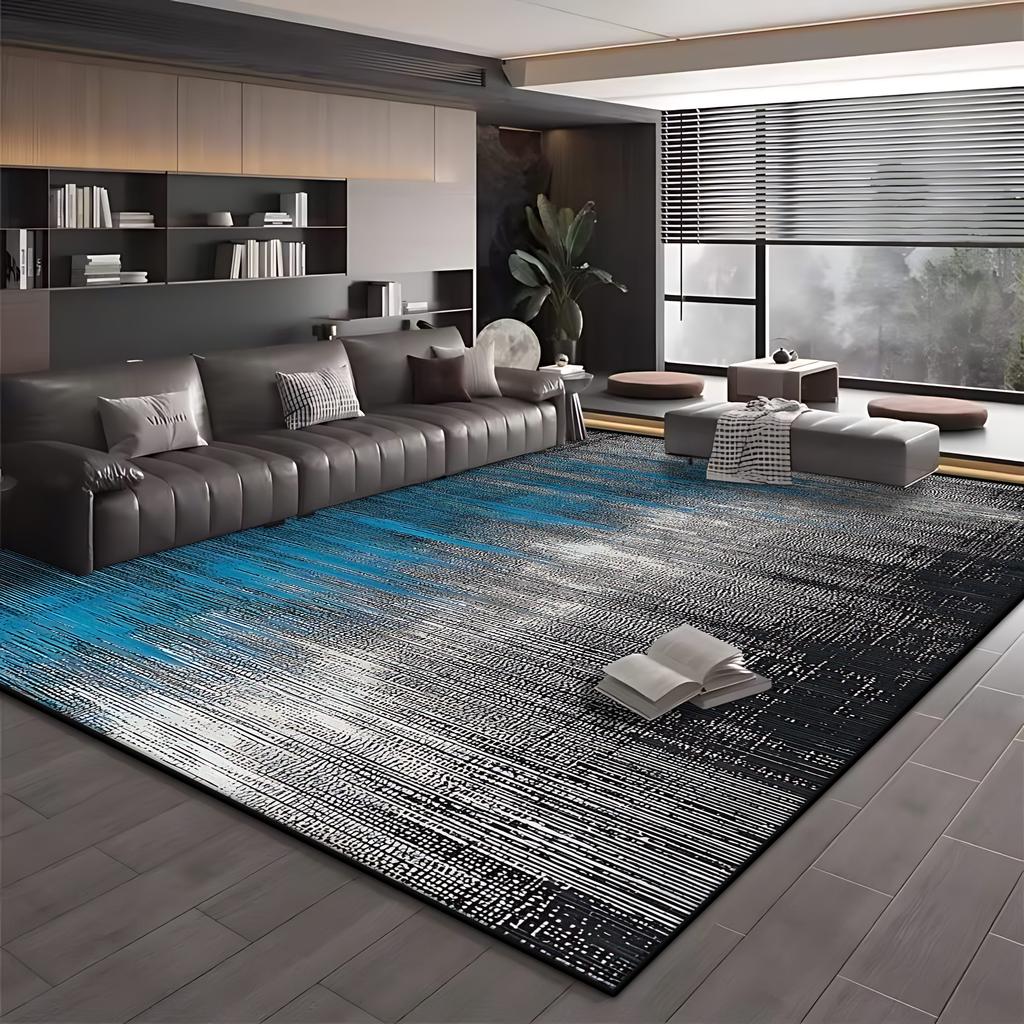 Moderne Einfache Wohnzimmerdekoration Teppich Große Fläche Weicher Lounge-Teppich Blau Schwarz Teppiche für Schlafzimmer Waschbare Rutschfeste Bodenmatte
