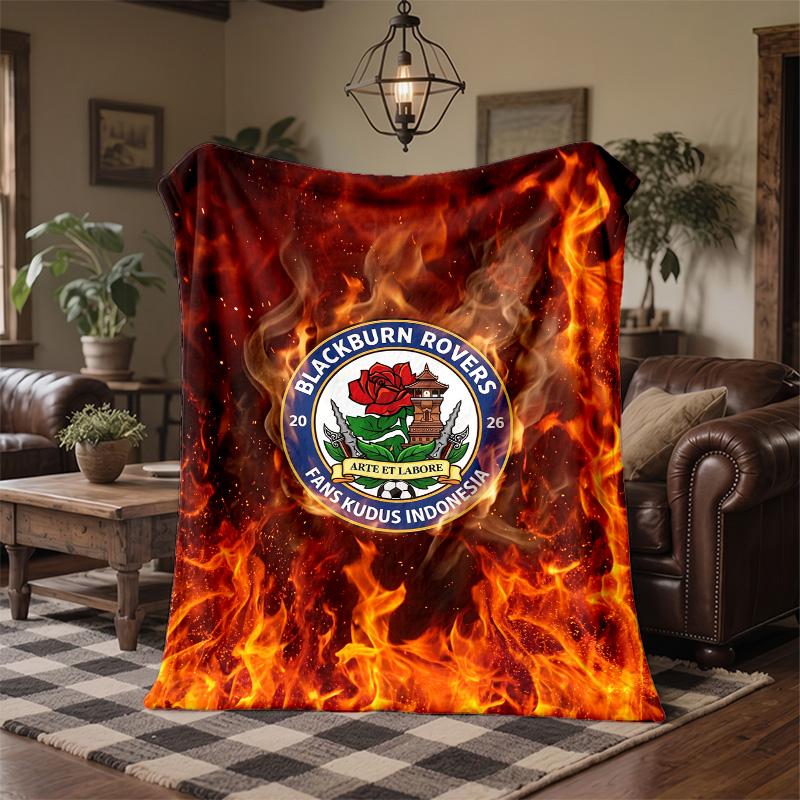 Coperta di Flanella con Stampa Calcio Blackburn Rovers Morbida Calda Coperta da Divano Letto per Casa Ufficio Camera da Letto