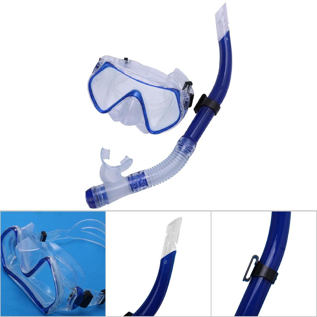 Adult Diving Goggles Snorkeling Swimming   Underwater Swimming Glasses Snorkel (Blue)