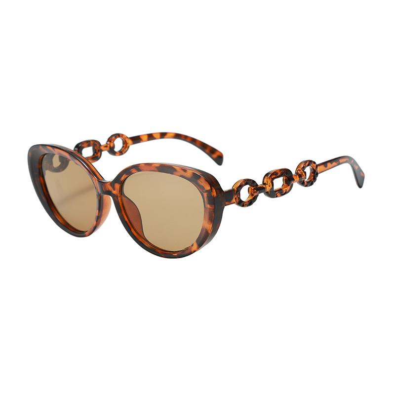 New Fashion Cat Eye Sunglasses Women Trendy Chain Temple Personalized Design 77111