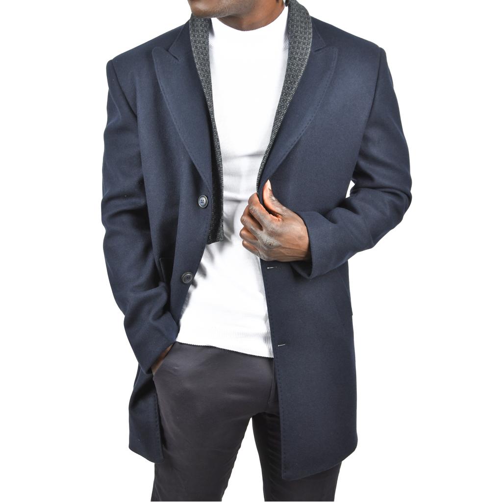 DeepSEA Çift Yaka Yakası Çıkabilen Dar Kesim Düğmeli Uzun Kaşe Kaban 2407001