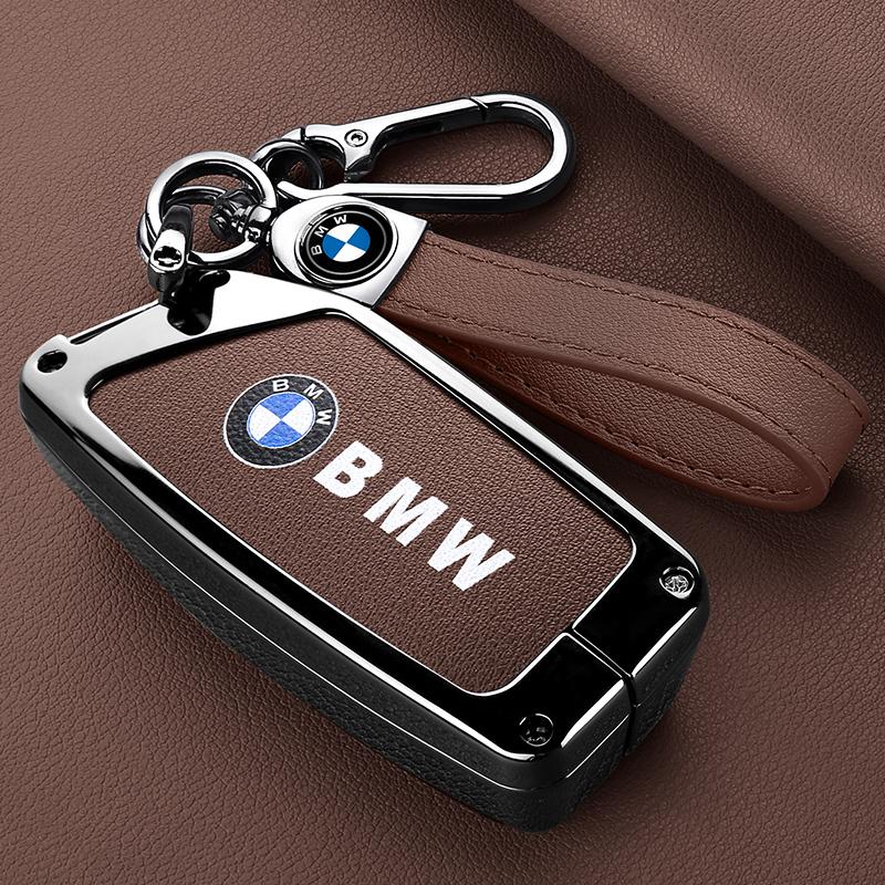 FA7Metal Leather Car Remote Key Case Cover Fob Shell For BMW I7 X7 G07 LCI I20 U11 IX X1 7 Series G70 G09 XM U06 G81 M3 Accessories