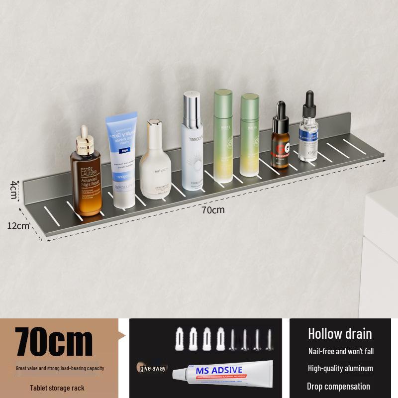 Wall-Mounted No-Drill Bathroom Vanity Shelf with Space for Faucet and Mirror