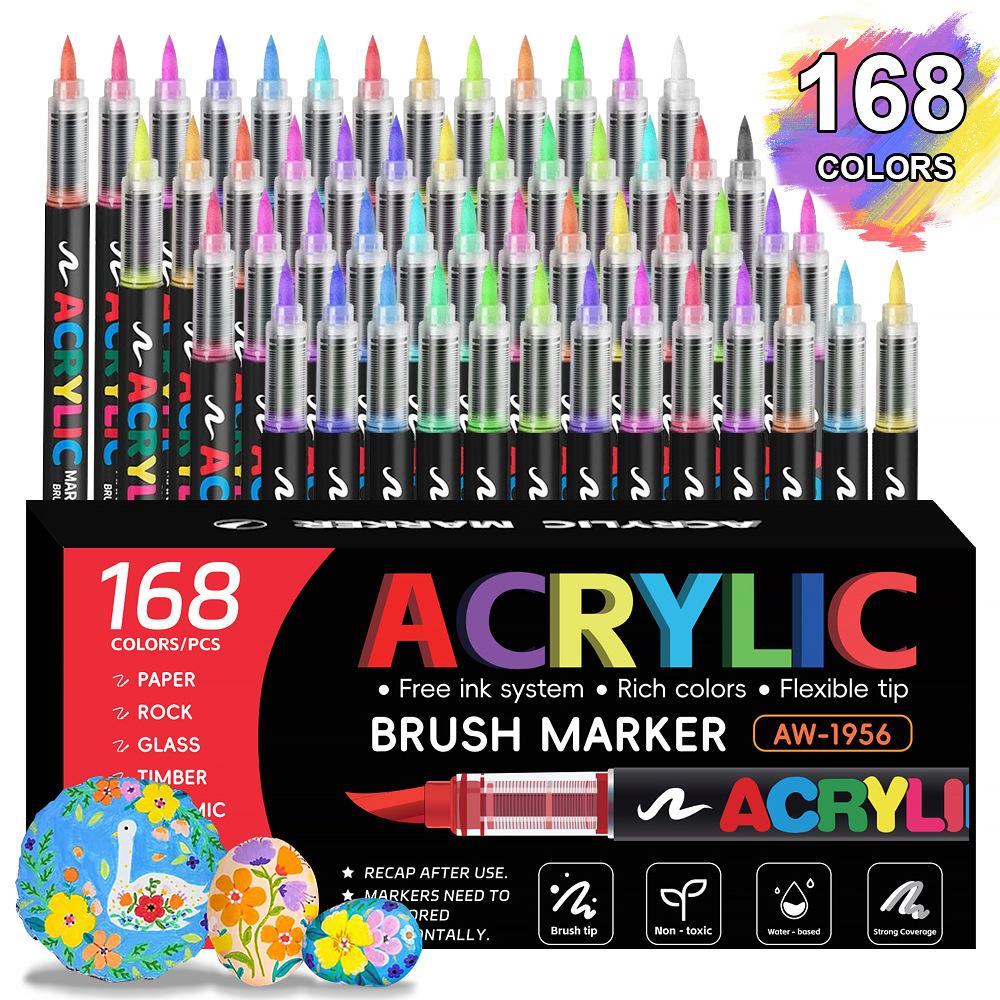 12/24/48/60 Colors Acrylic Marker Pen Paint Brush Pen Painting Coloring Pen DIY Graffiti Art Making School and Office Supplie