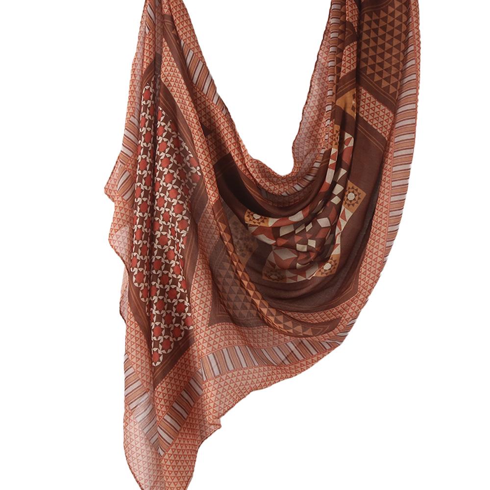 "Ethnic Watercolor Modal Cotton Shawl Satin Print Scarf for Women"