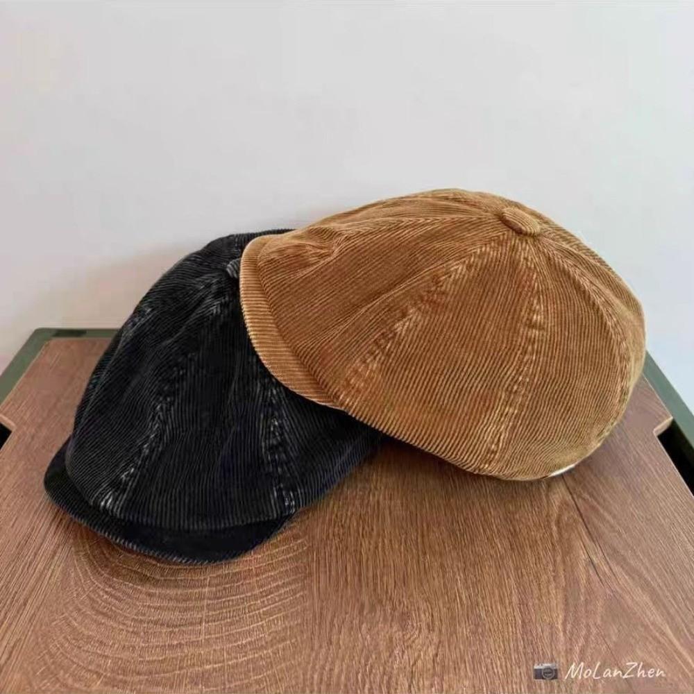 Corduroy Forward Cap Adjustable Octagonal Hat Fashion Newsboy Hats Autumn Winter