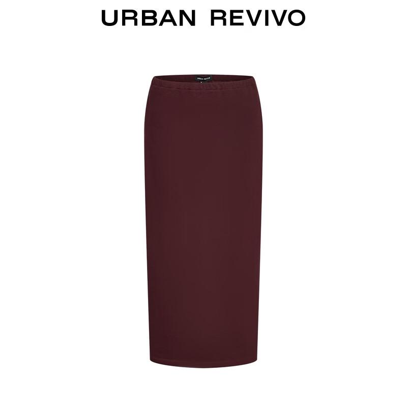 UR Women's Casual High-Waist Back Slit Midi Skirt