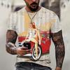 Vintage Motorcycle T Shirt For Men 3D Racing Girl Short Sleeve Tops Street Men's Biker T-shirt Oversized Tee Shirt Clothing