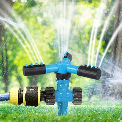 Lawn Sprinkler with Stake 3 Arm Design Large Area Coverage Adjustable 360-Degree Rotating Garden Yard Water Sprinkler