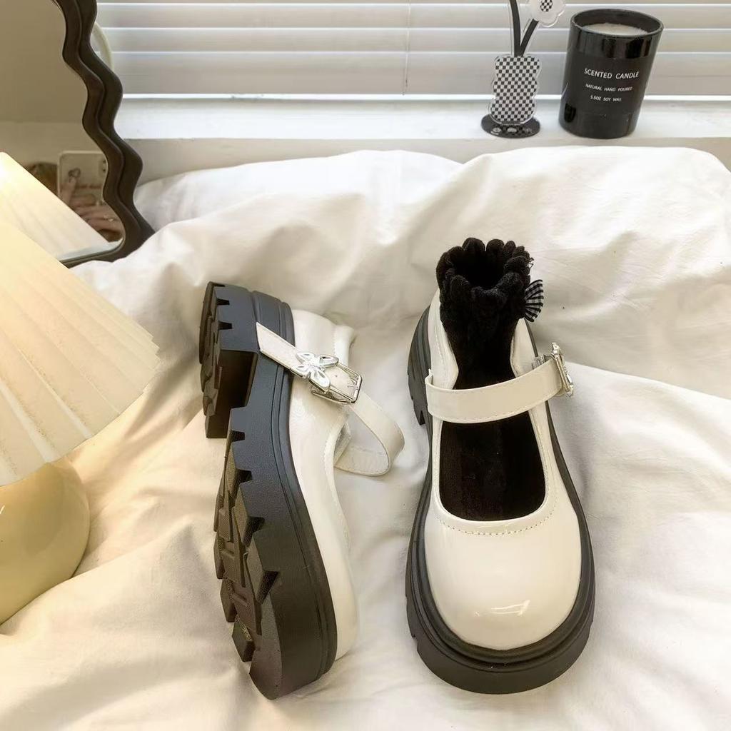 With Skirt French Platform Jk Single Shoes Autumn and Winter New Japanese College Style Black Mary Jane Small Leather Shoes Women