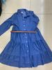 Dámské módní šaty s límečkem Swing Sundress Buttons Džínové košile