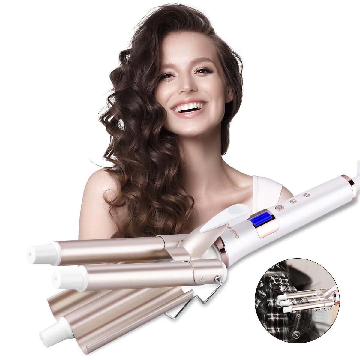 

Щипцы для завивки волос CkeyiN с 3 цилиндрами, щипцы для волос с 16 скоростями, керамические тройные стержни, инструмент для укладки волос Waver, быстро нагревается