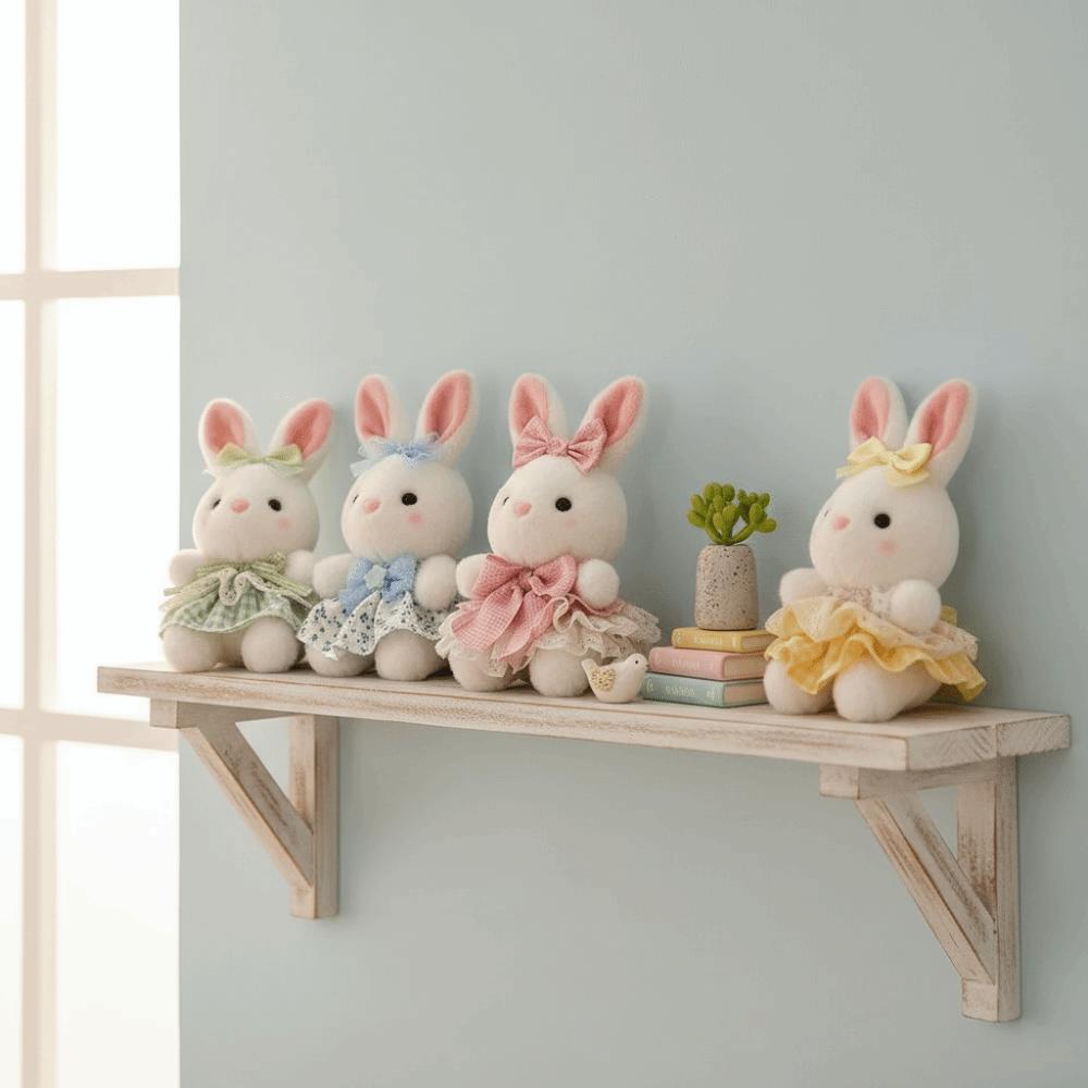 Floral Pattern Rabbit Plush Toy Big Bow Dress Bunny Plush Doll Cute Stuffed Rabbit Kid Pillow