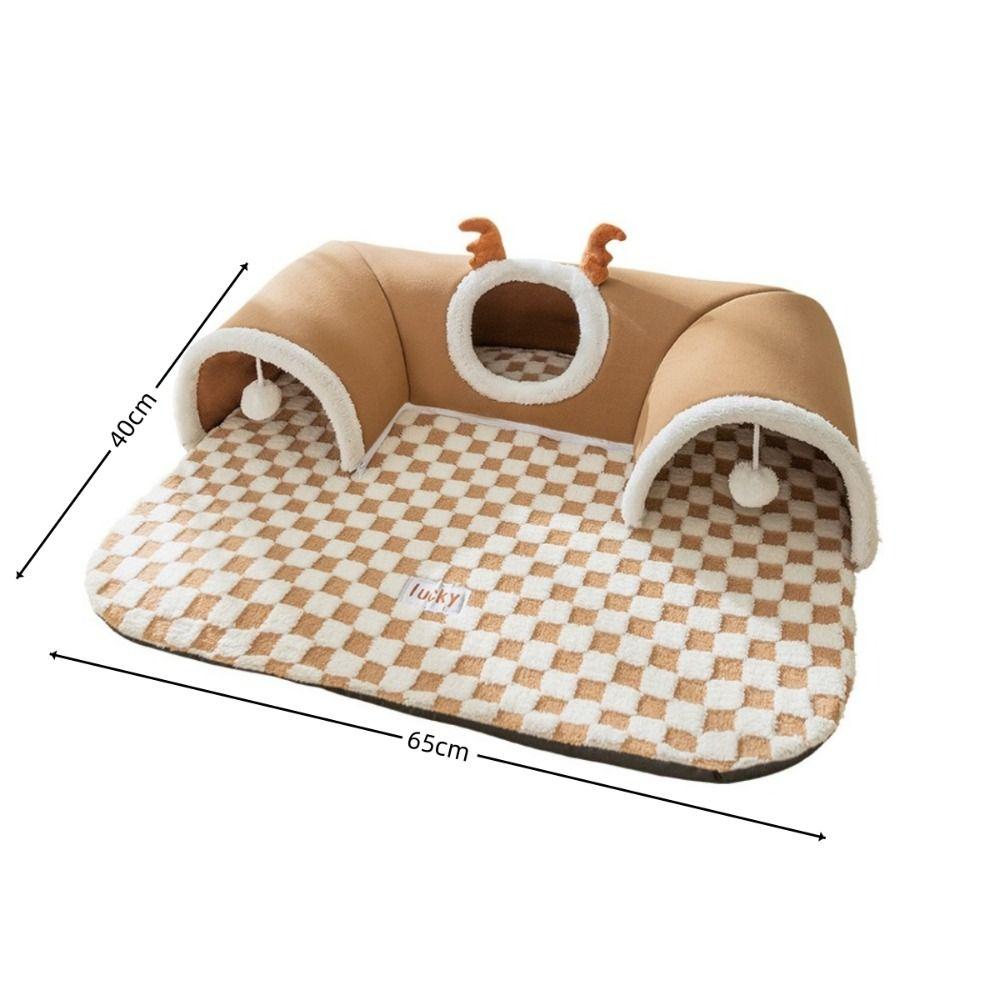 Playful Material Cat Tunnel Bed Thicken Warm Brown Grey Tunnel Toy Tube Shape Peekaboo Toy Home Decor