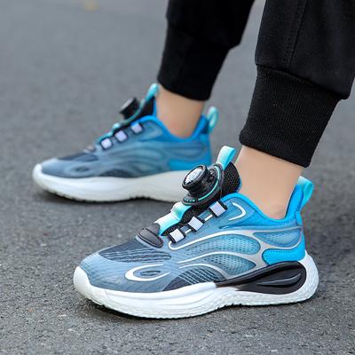2025 New Children's Autumn and Winter Sports Shoes, Campus Fashion Basketball Shoes, Boys' Rotating Button Running Shoes