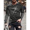 Fashion Compass 3D Printed Men's Long Sleeve T-shirt Spring Retro Casual Crew Collar T-shirt