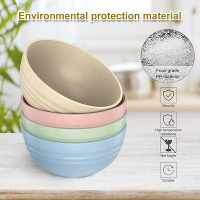4 Piezas Cuencos Ecológicos de Paja de Trigo Cuencos para Arroz y Ensalada para el Hogar Cuenco Irrompible para Niños Juego de Vajilla Accesorios de Cocina