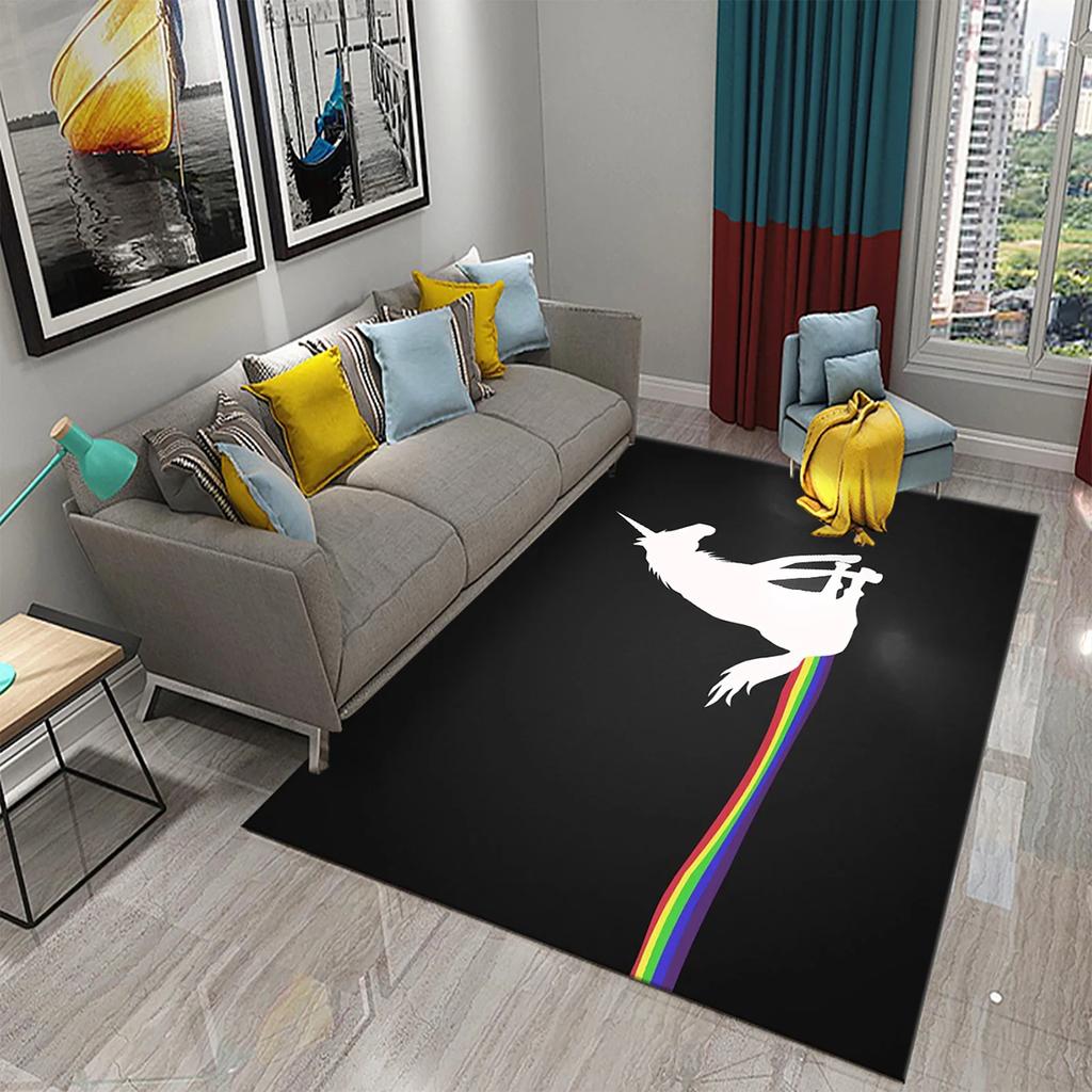 Lovely Cartoon Rainbow Unicorn Carpet Kids Bedroom Decor Rugs Baby Play Crawling Mat Living Room Bathroom Entrance Non-slip Rugs