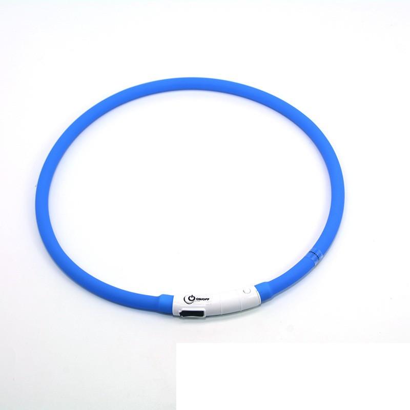 Silikonový LED obojek pro psa dobíjecí 3 pracovní režim Více lehčí Měkčí Max 70 cm Noční bezpečnostní blikající svítící obojek Anti Lost