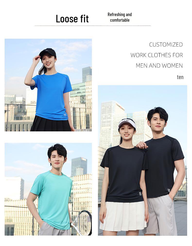 Disante Sports Quick-Dry Ice Silk Round Neck Custom T-Shirt - Short Sleeve for Group Activities and Running