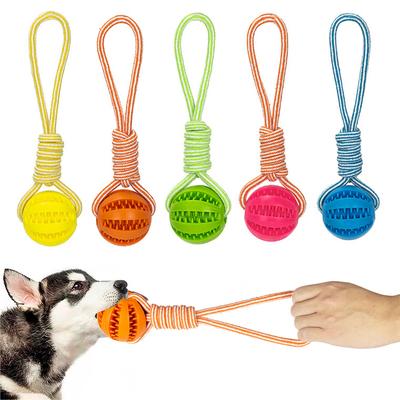 Dog Toy Balls with Various Colors and Styles, Hemp Rope Rubber Leakage Balls, Puppy Chewing, Anti Bite Toys, Pet Teeth Cleaning