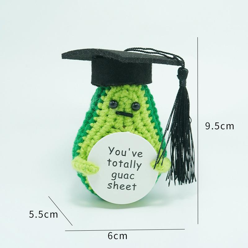 Funny Positive Crochet Dr Potato Doll Desktop Ornament Handmade Cheer Emotional Support Positive Duck with Card Home Party Decor
