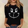 3/4 Sleeve Tops For Women T-Shirt Casual Christmas Print Tops T Shirt Round Neck Pullover Blouse