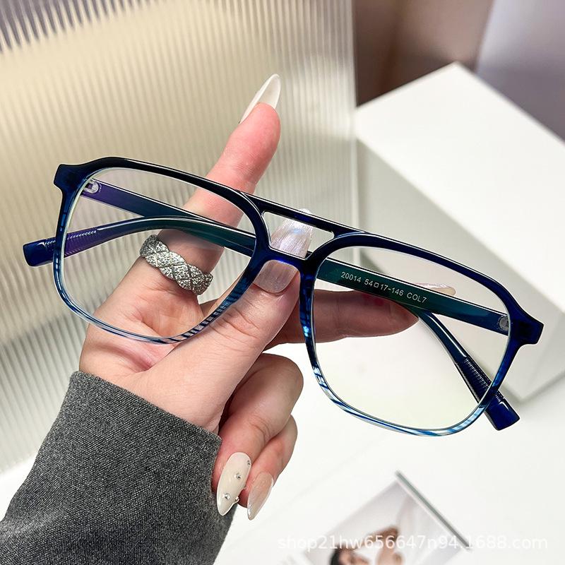 Trendy Flat-Top Square Glasses: Exquisite Anti-Blue Light Frame with Prescription Option