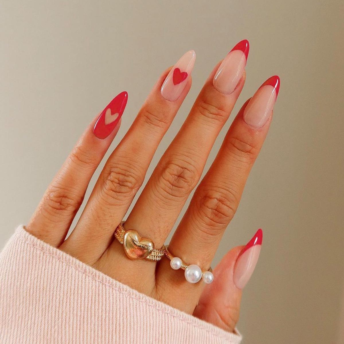 

Cross-Border Ballet Wearable Nail French Heart Detachable Fake Nails