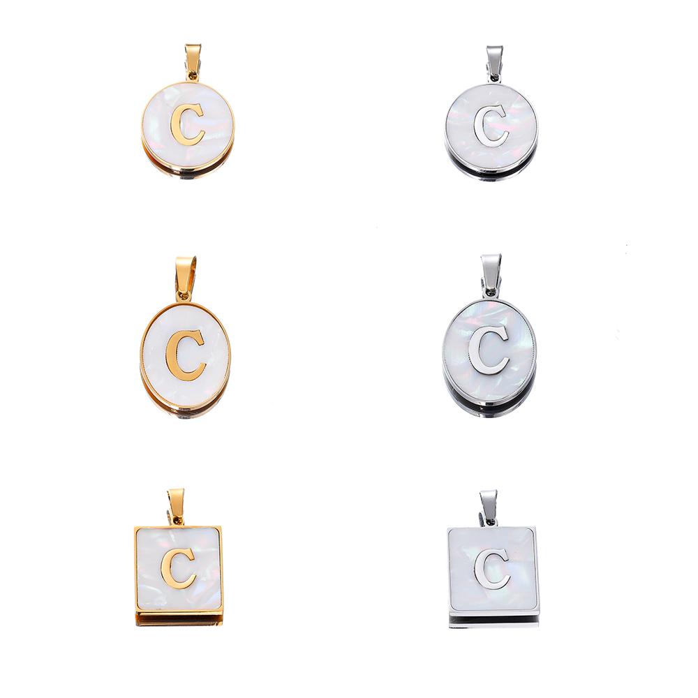 1Pcs Stainless Steel With Pinch Bail Clasps Imitation Pearl Letter Charms Pendant For Necklace DIY Jewelry Making Accessories