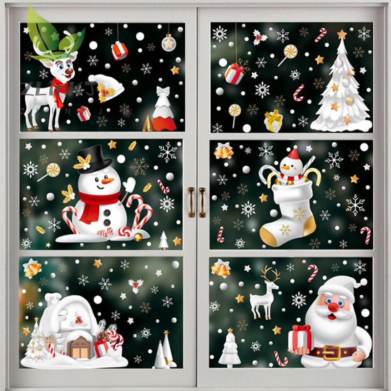 Julgodis Snöhus Statisk Klistermärke, Julglasfönsterklistermärken, Julfönsterklistermärken Dekoration