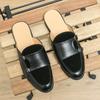 Men's Monk Strap Half Slippers Driving Shoes Casual Patent Leather Suede Mules Moccasins Breathable Loafers Shoes for Men