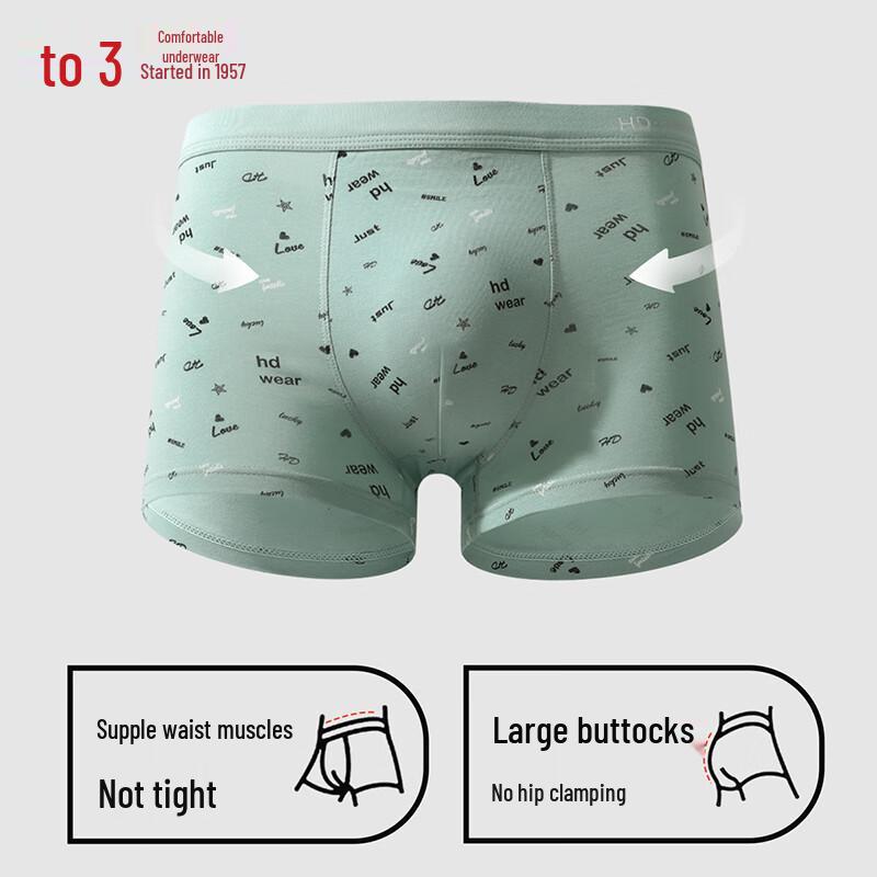 Hongdou Men's Antibacterial Combed Cotton Printed Boxer Briefs 5-Pack
