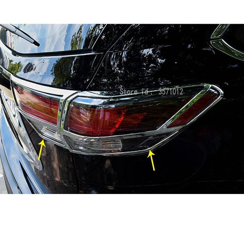 Car Stick Detector ABS Chrome Cover Trim Rear Back Tail Light Lamp Frame For Toyota Highlander 2015 2016 2017 2018