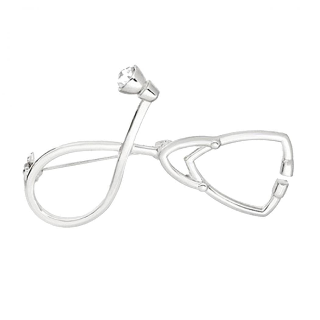 

Творческий унисекс медицинский стетоскоп брошь со стразами, булавка для одежды, воротник, украшения серебряный