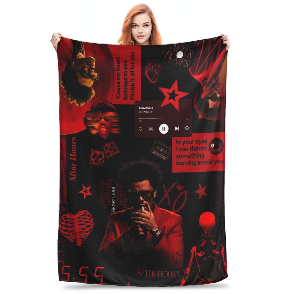 The Weeknds Rapper Singer Warm Blanket  Picnic Plush Bedding Throws Aesthetic Couch Chair Flannel Bedspread Sofa Bed Cover