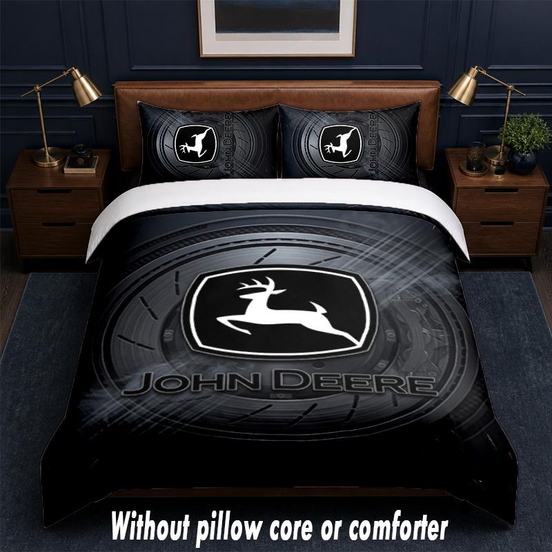 John Deere Design Bed Bedding Set 1 Duvet Cover + 2 Pillowcases Soft Breathable Household Bed Linens
