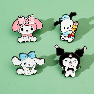 Japanese Cute Sanrio Metal Badge Pacha Dog Melody Kulomi Big Eared Dog Brooch Accessories