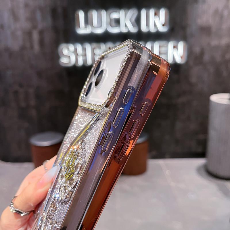 Glitter Diamond Floral Vine Electroplated Protective Case for iPhone 17 Pro Max