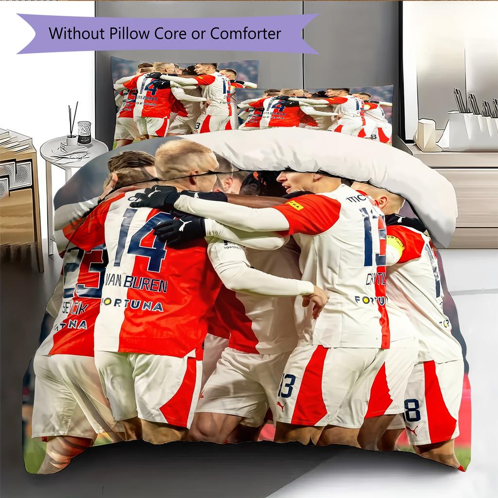 SK Slavia Praha Pattern Bedding Home Decoration Birthday Gift (1 * Duvet Cover + 2 * Pillowcase, Without Core)