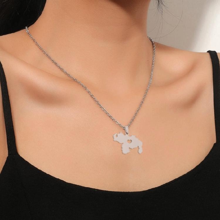 Map Flag Pendant Necklace Clavicle Chain Jewelry Venezuela Symbol Necklace