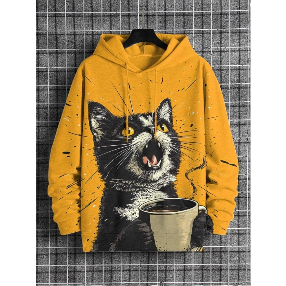 2026 Men's Hoodies Funny Cat Dinosaur UFO Art 3D Printed Cartoon Sweatshirt Men Women Tracksuit Oversized Casual Street Y2k Coat