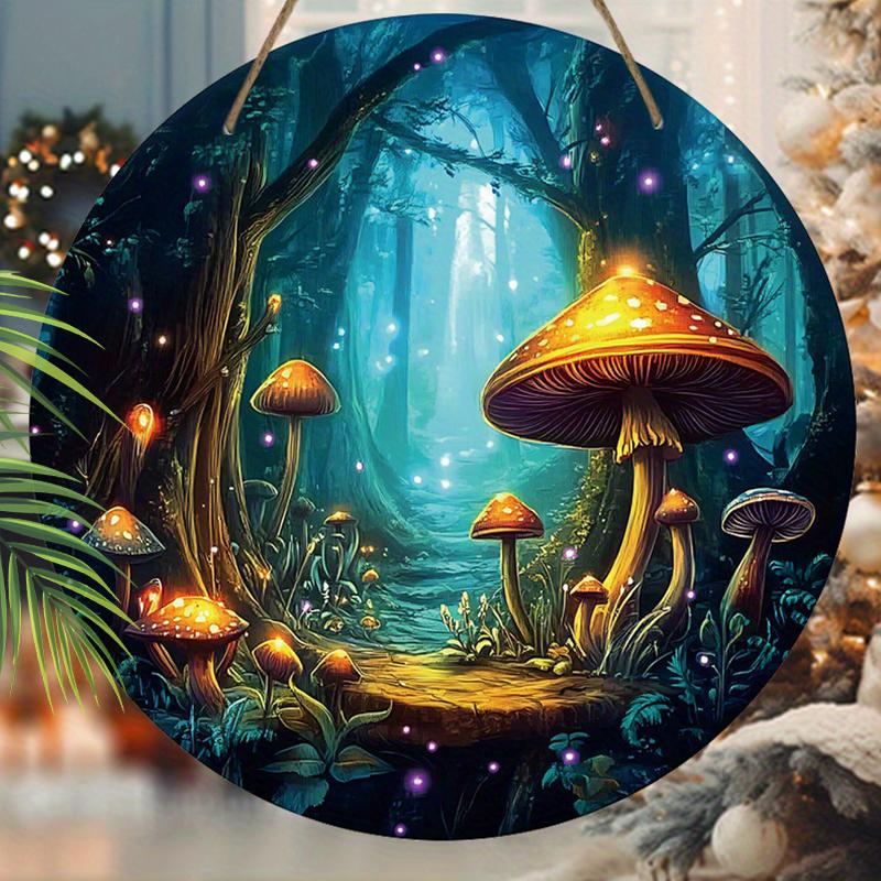 2D Flat Hanging Decorative Signs,interior Wall or Door Decoration,garden Decoration,the Pattern Is Mushrooms and Forests,housewarming Gift for Friends