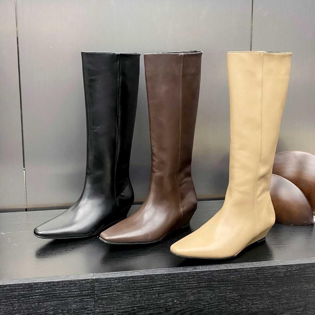 Black boots knight boots women's 2025 autumn and winter new pointed but knee high boots ugly boots