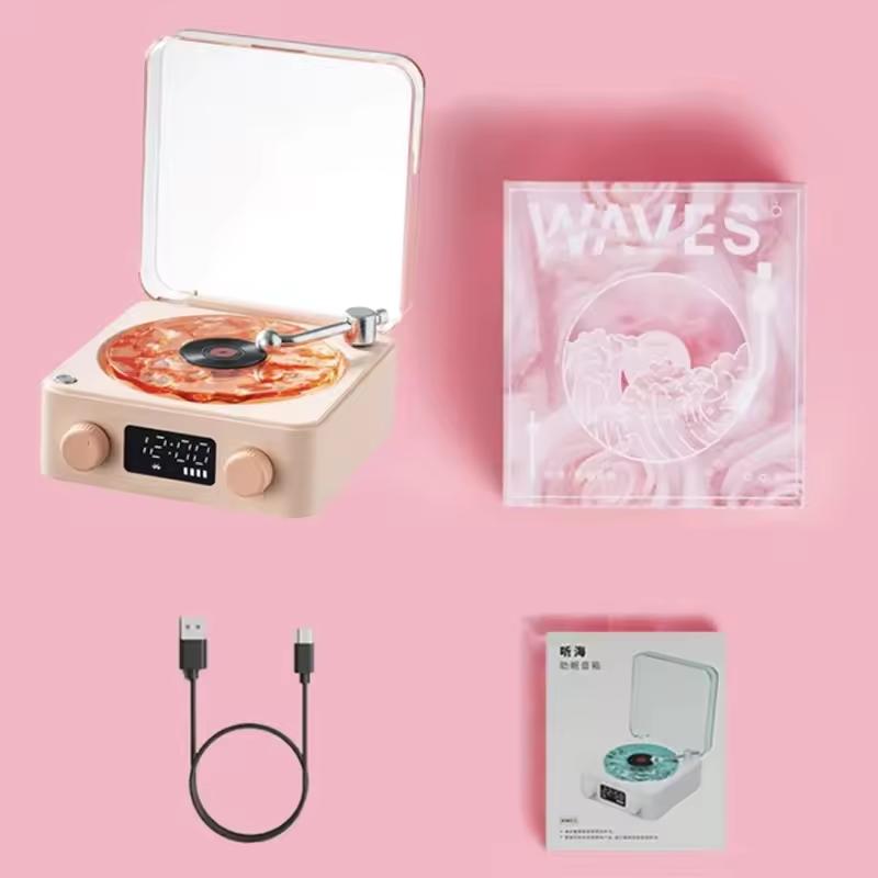 

Мини-ретро белый шум Bluetooth-динамик Портативный винтажный помощник для сна Bluetooth-динамик сабвуфер с RGB-подсветкой Поддержка TF-карты розовый