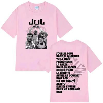 Jul Marseille Rapper Discography Graphic T-Shirt Double-Sided Print Hip Hop Fans Pink Streetwear Cotton T-Shirt