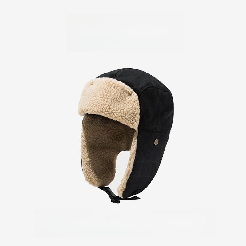 

Winter Korean-Style Warmth Ear Protectors Hat Outdoor Sports Ski Lei Feng Hat Fashion Warm Pilot Cap for Wom чёрный