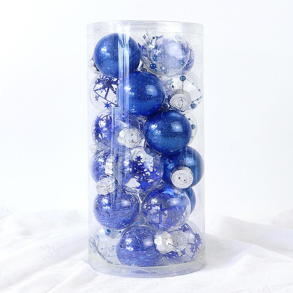 

24 шт./коробка, рождественские шары, украшения, 6 см, пластиковые, цветные, подвесные, шары, рождественские украшения, украшения для гостиниц, ресторанов, дома, украшения синий